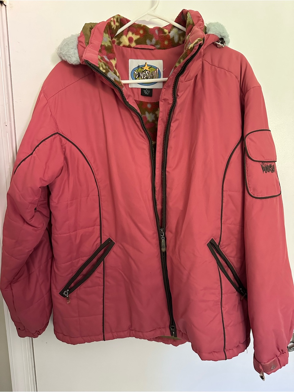 Bombshell Sportswear Coral Pink Girls' Ski Jacket with Hood